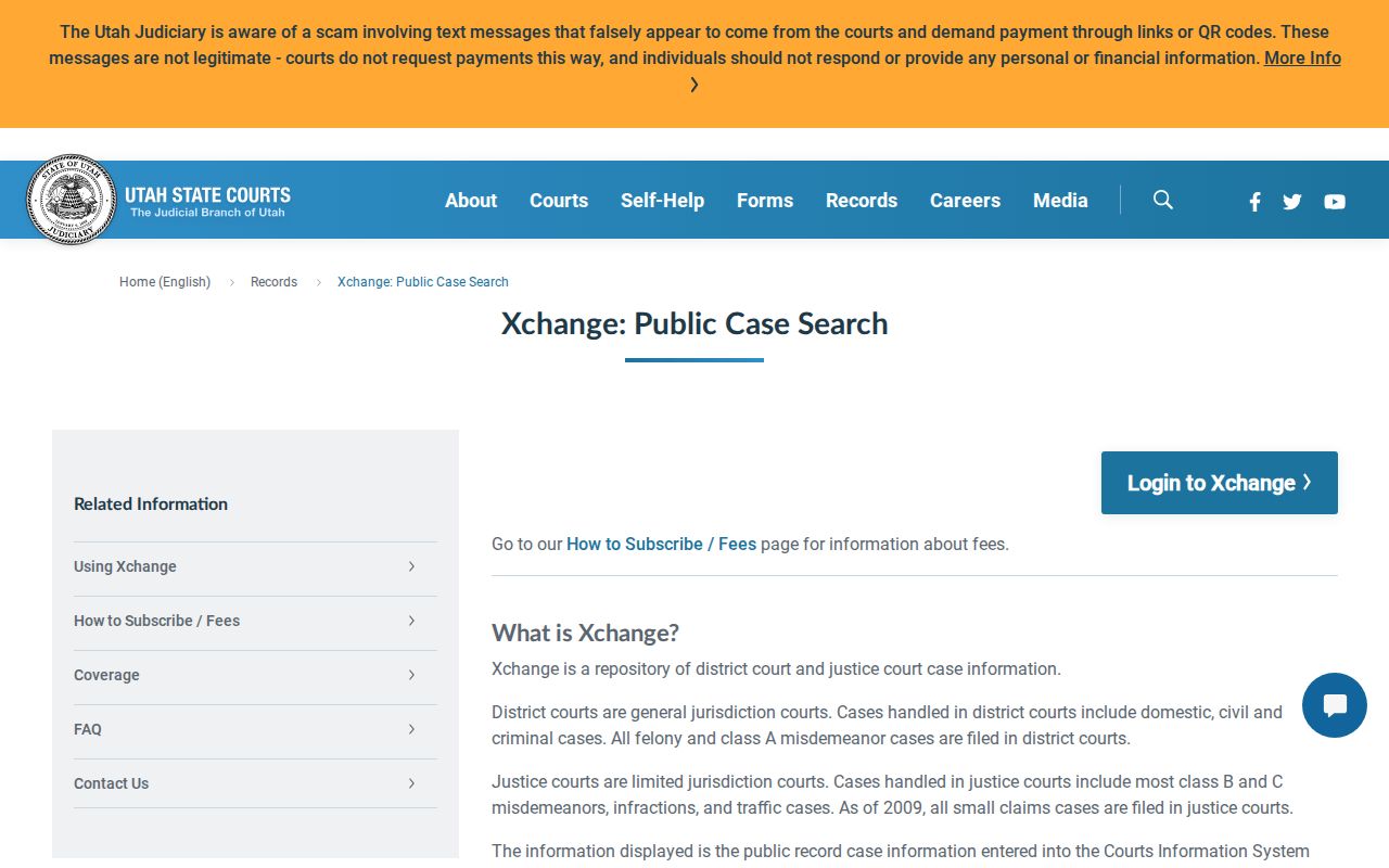 Uintah County warrant search: Utah Courts Xchange public-record access