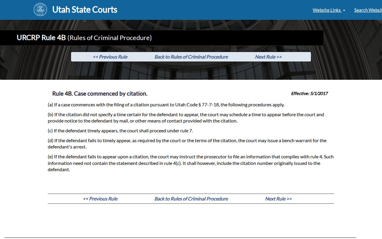Uintah County bench warrants: Utah Rule 4B citation process